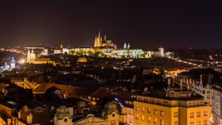 Вид на Крепость Пражский Град ночью, Прага, Чехия