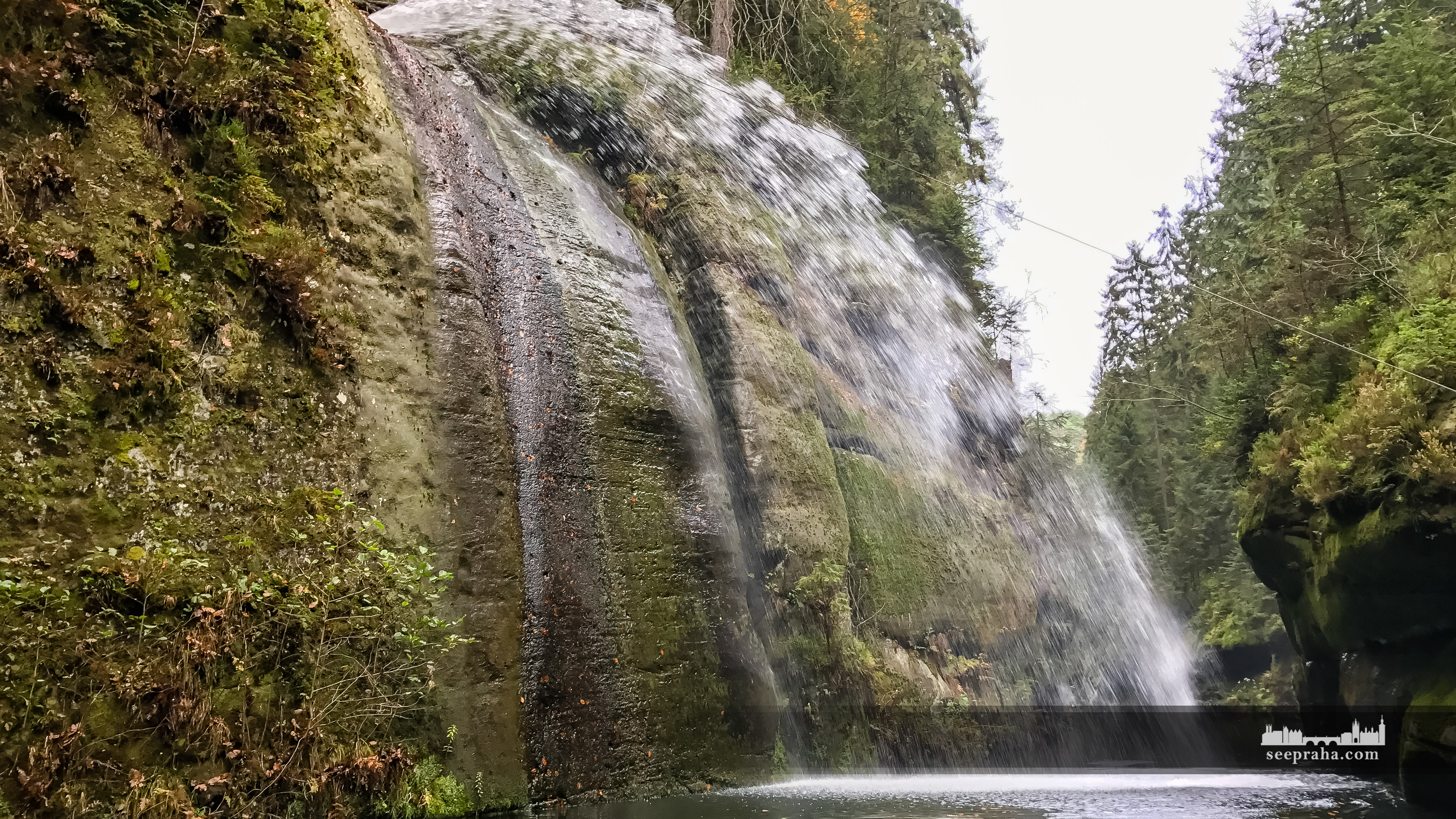 Controllable waterfall in Edmund Gorge, Bohemian Switzerland national park, Czech Republic