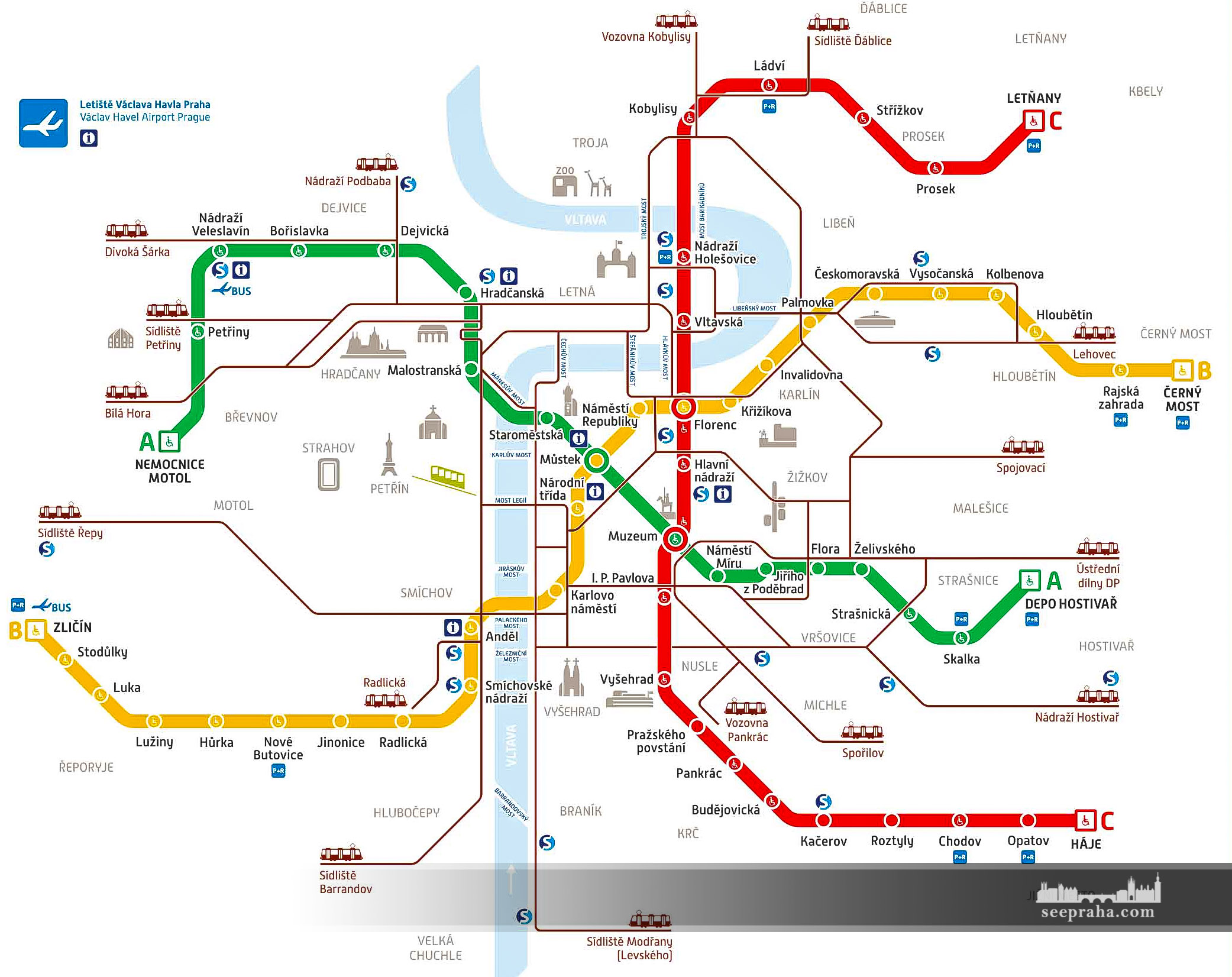 Subway map, Prague, Czech Republic