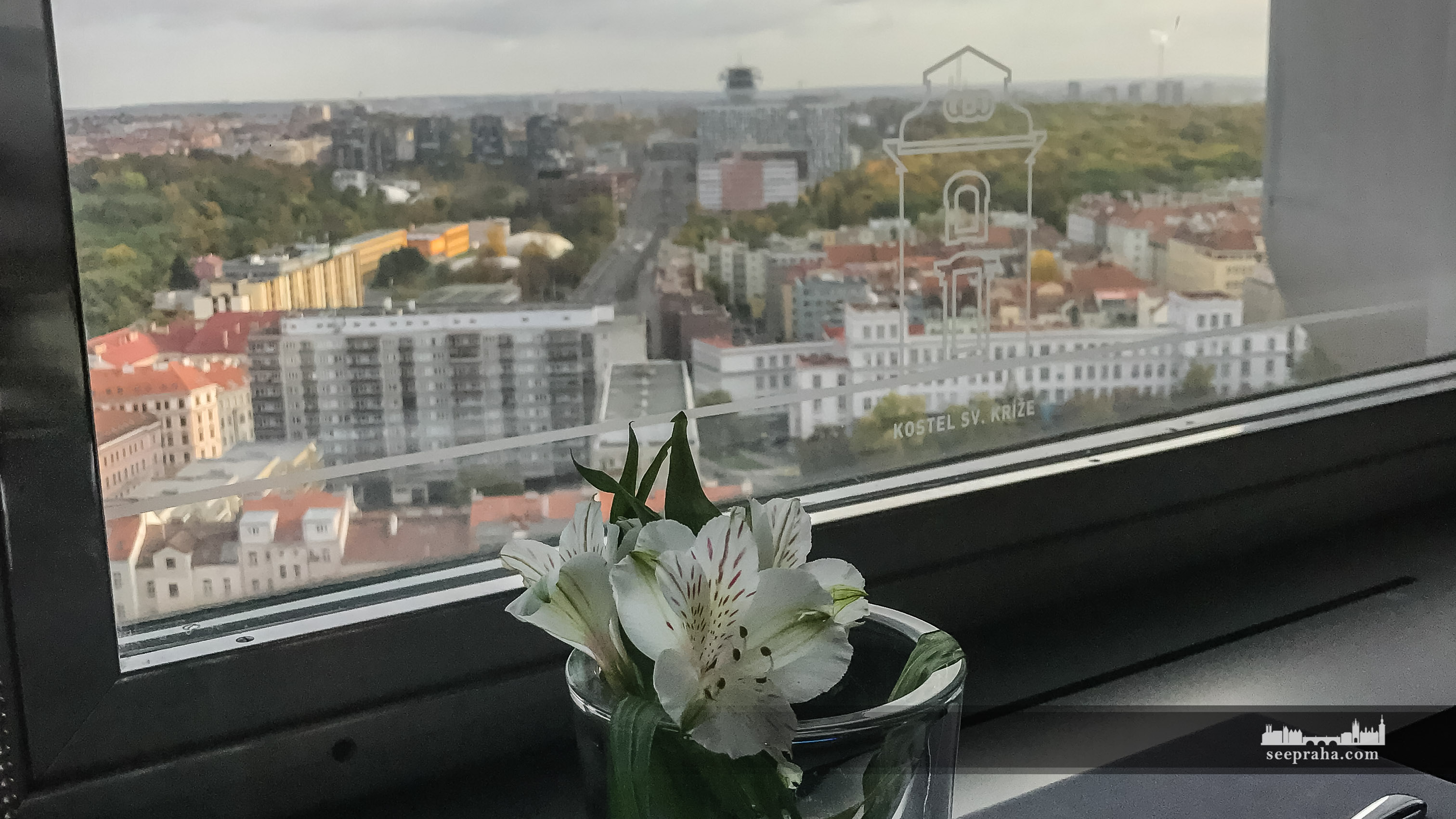 The view from the restaurant on the Žižkov Television Tower, Prague, Czech Republic